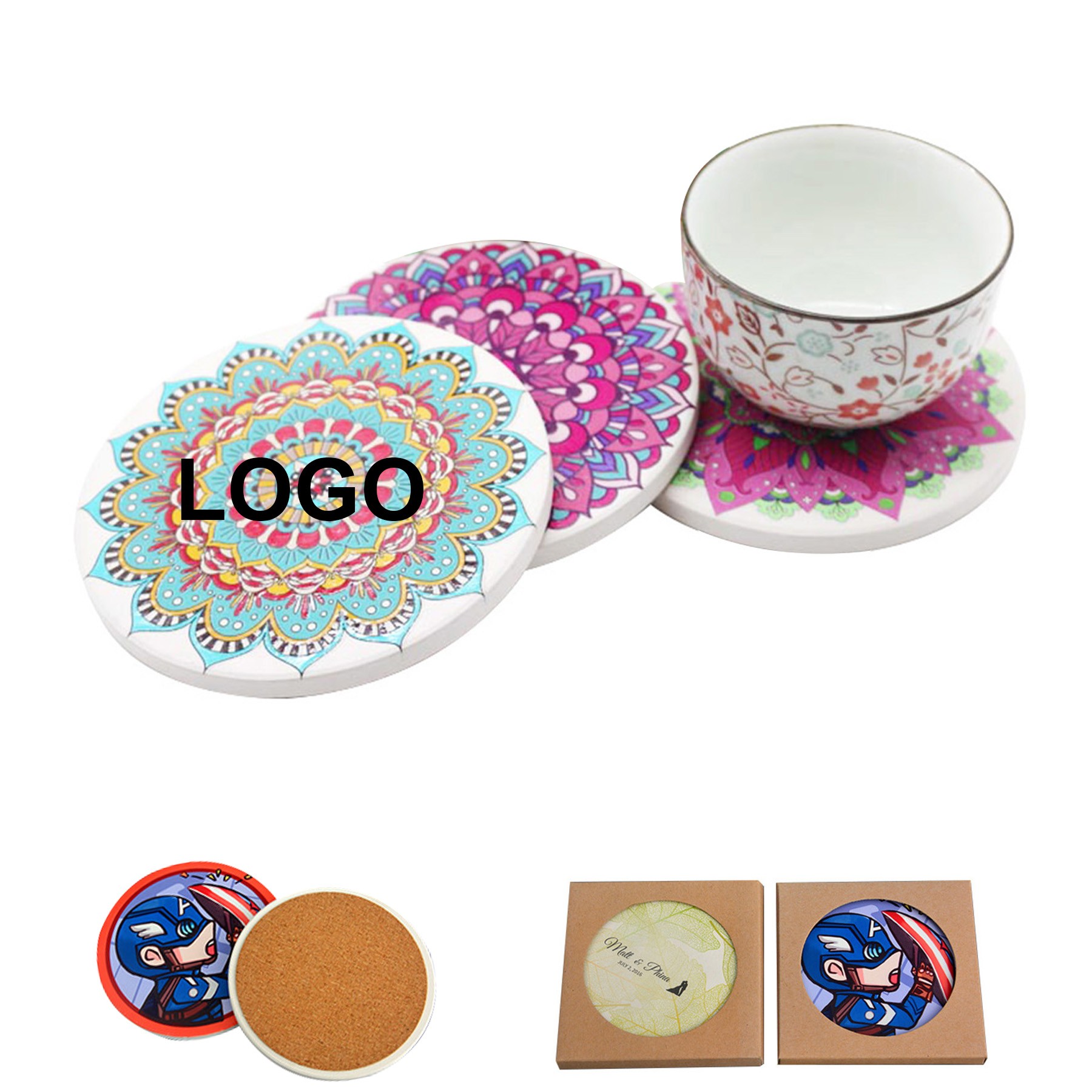 Round Absorbent Stone Coaster 1