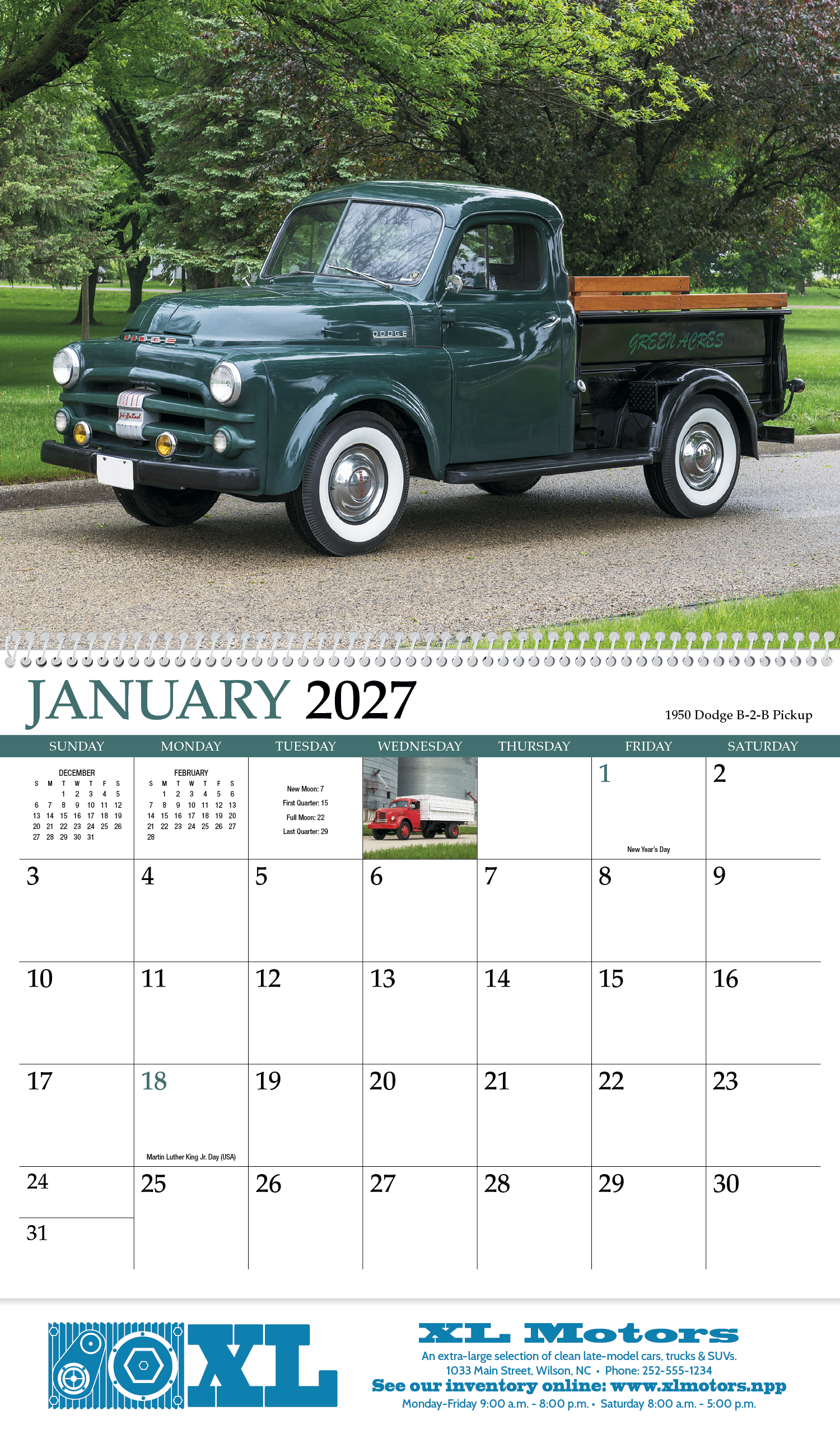 HotLine® Products Classic Trucks Appointment Calendar - Spiral 18