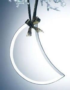 Beveled Jade Glass Ornament - Moon 1