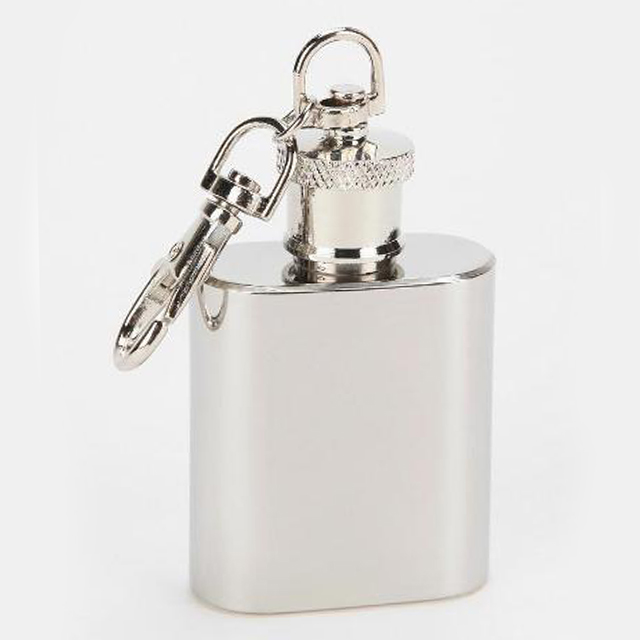 Mini SS Key Chain Hip Flask 1oz 2