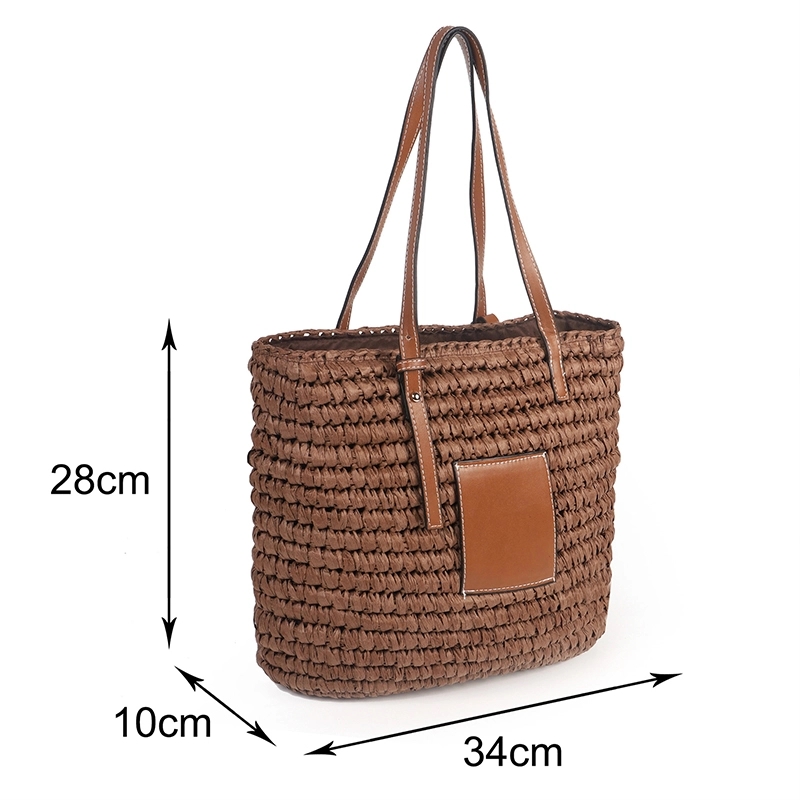 Natural Straw Bag Hand Woven Round Handle Handbags Retro 4