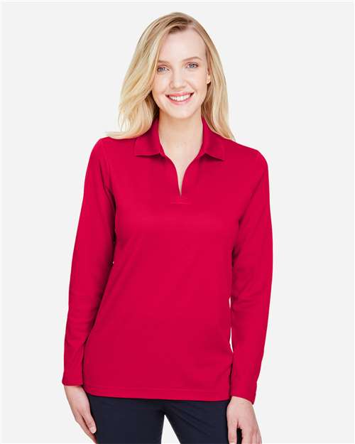 Women's CrownLux Performance® Plaited Long Sleeve Polo - DG20LW 44