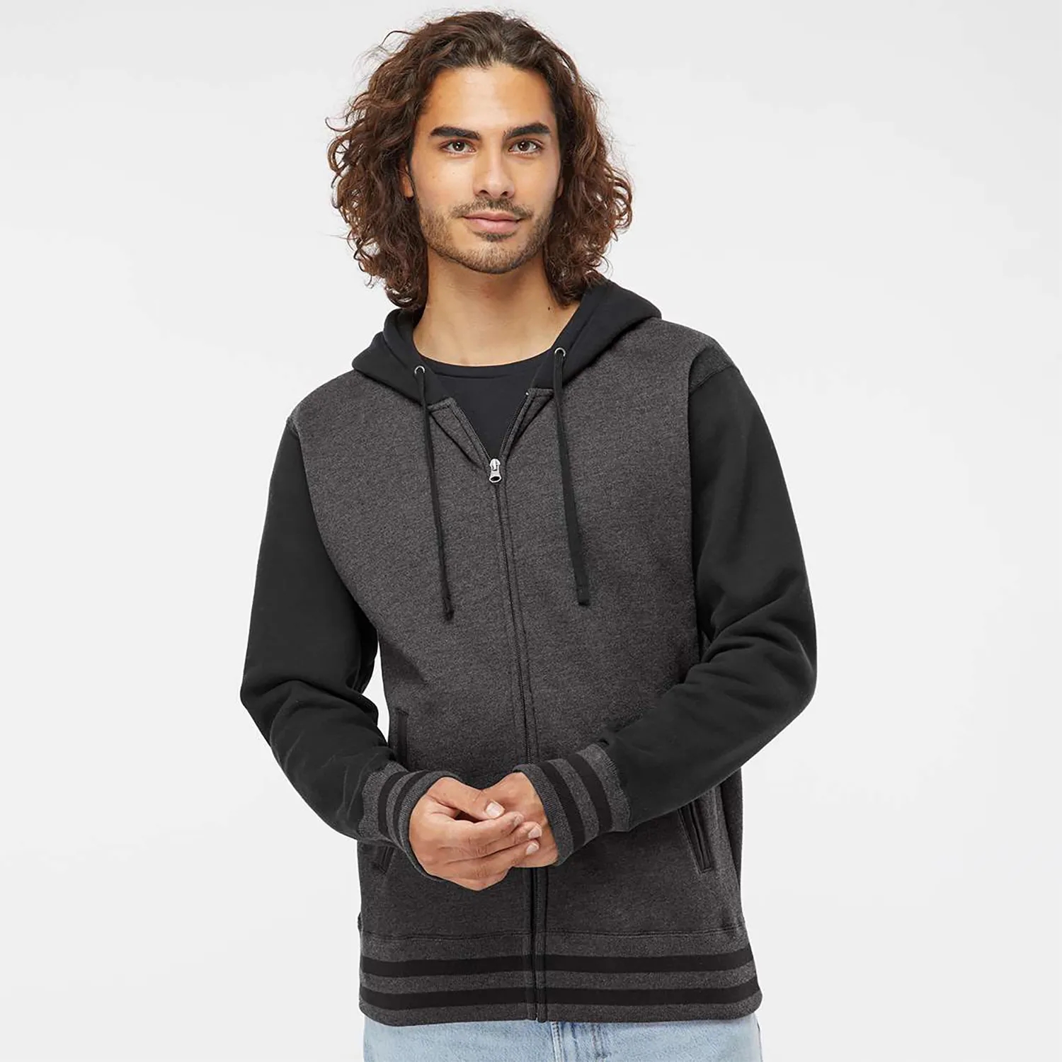 Independent Trading Co. Unisex Varsity Zip Hood 2