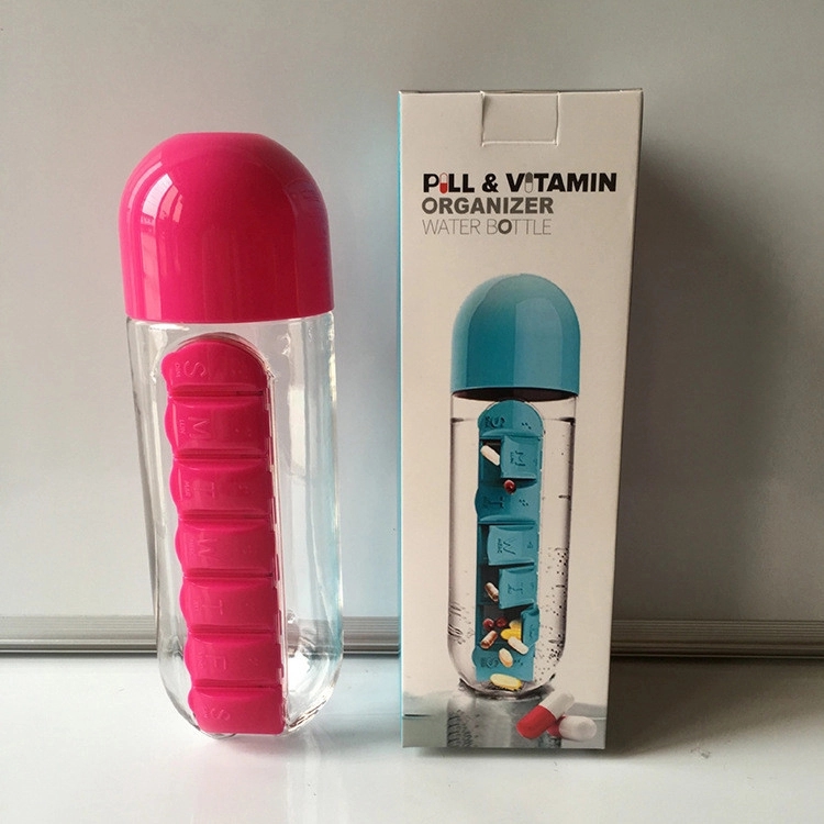 20 Oz Water Bottle W/ 7 Daily Pill Case 8