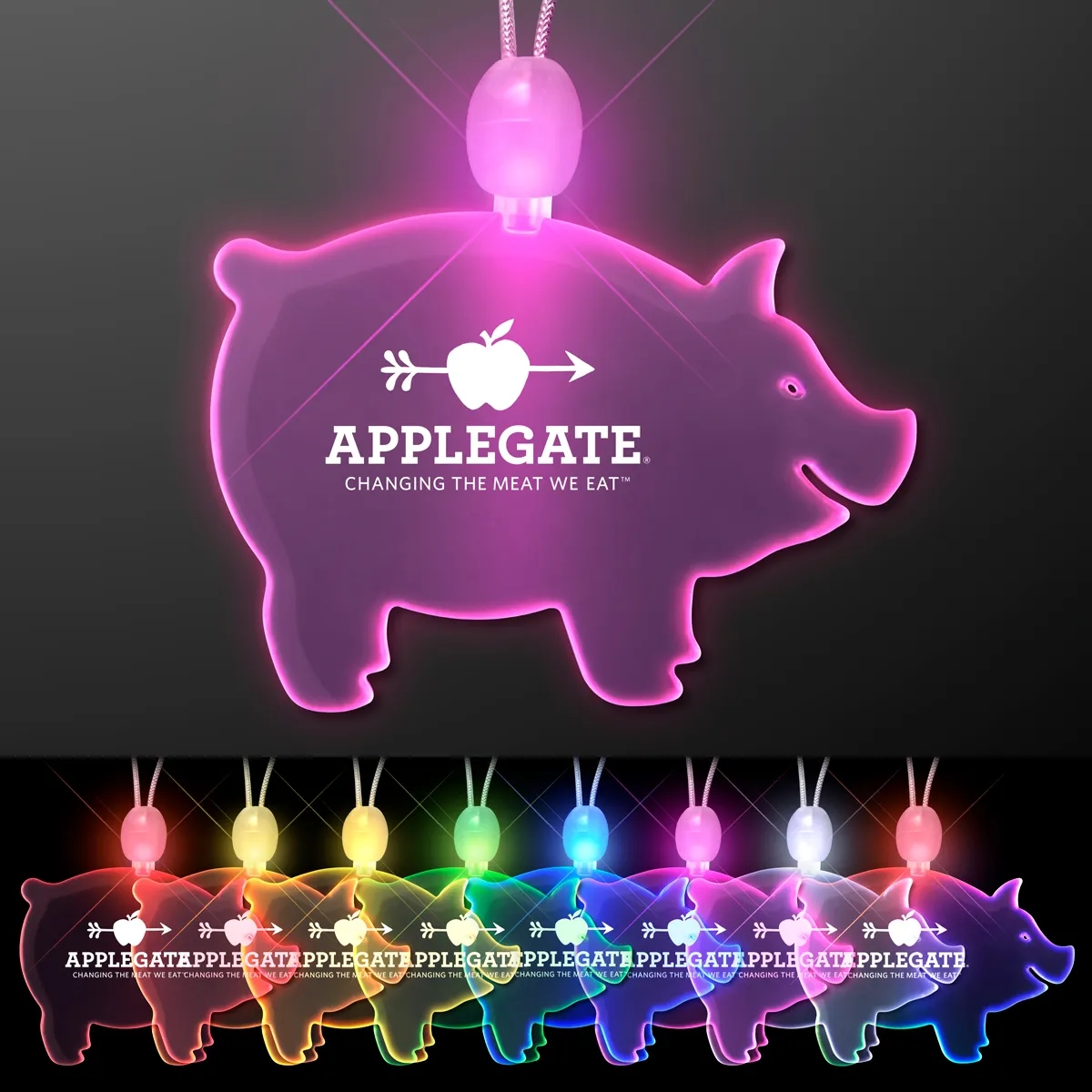 Acrylic Pig Shape Necklace with LED 5