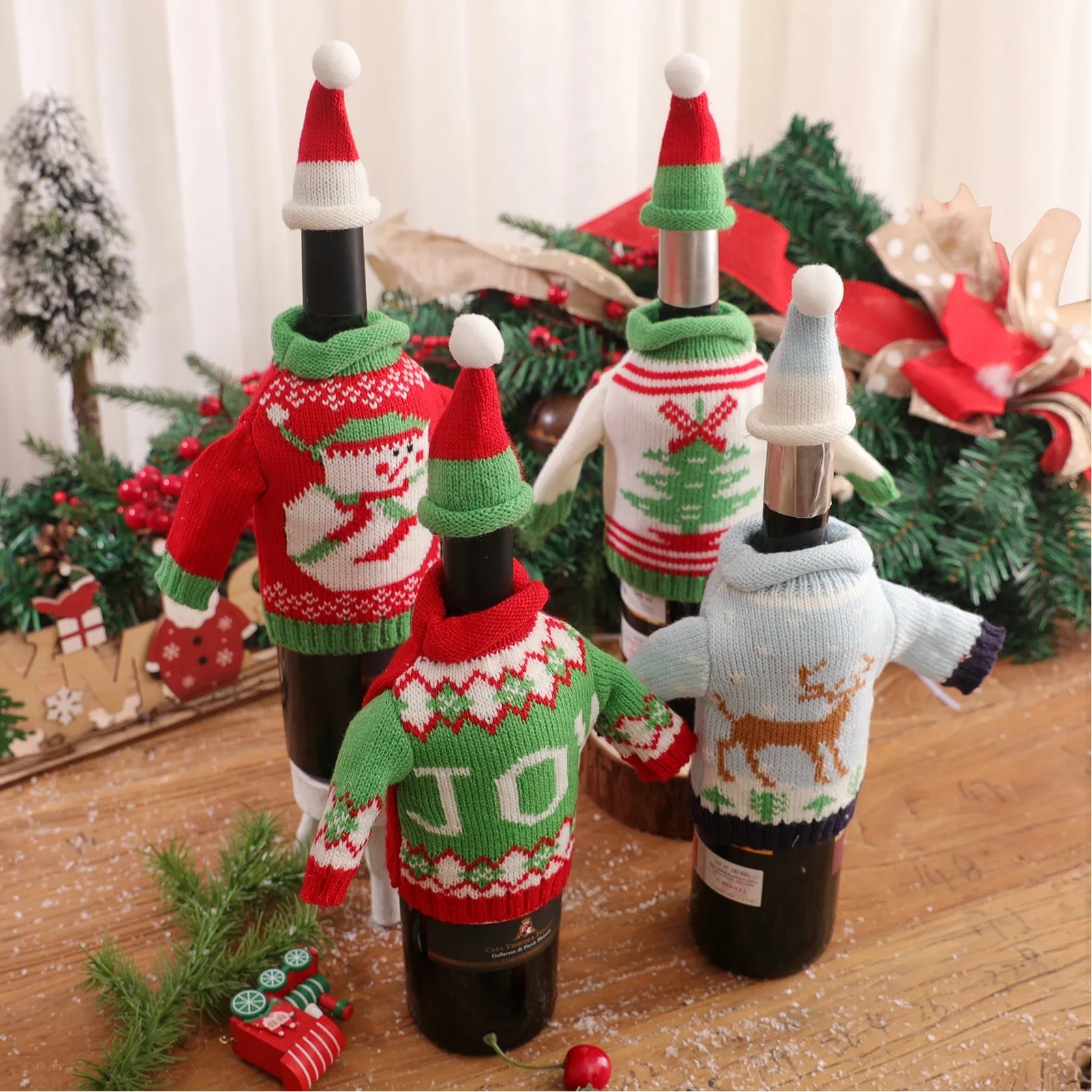 Christmas Wine Bottle Sweater Cover 4