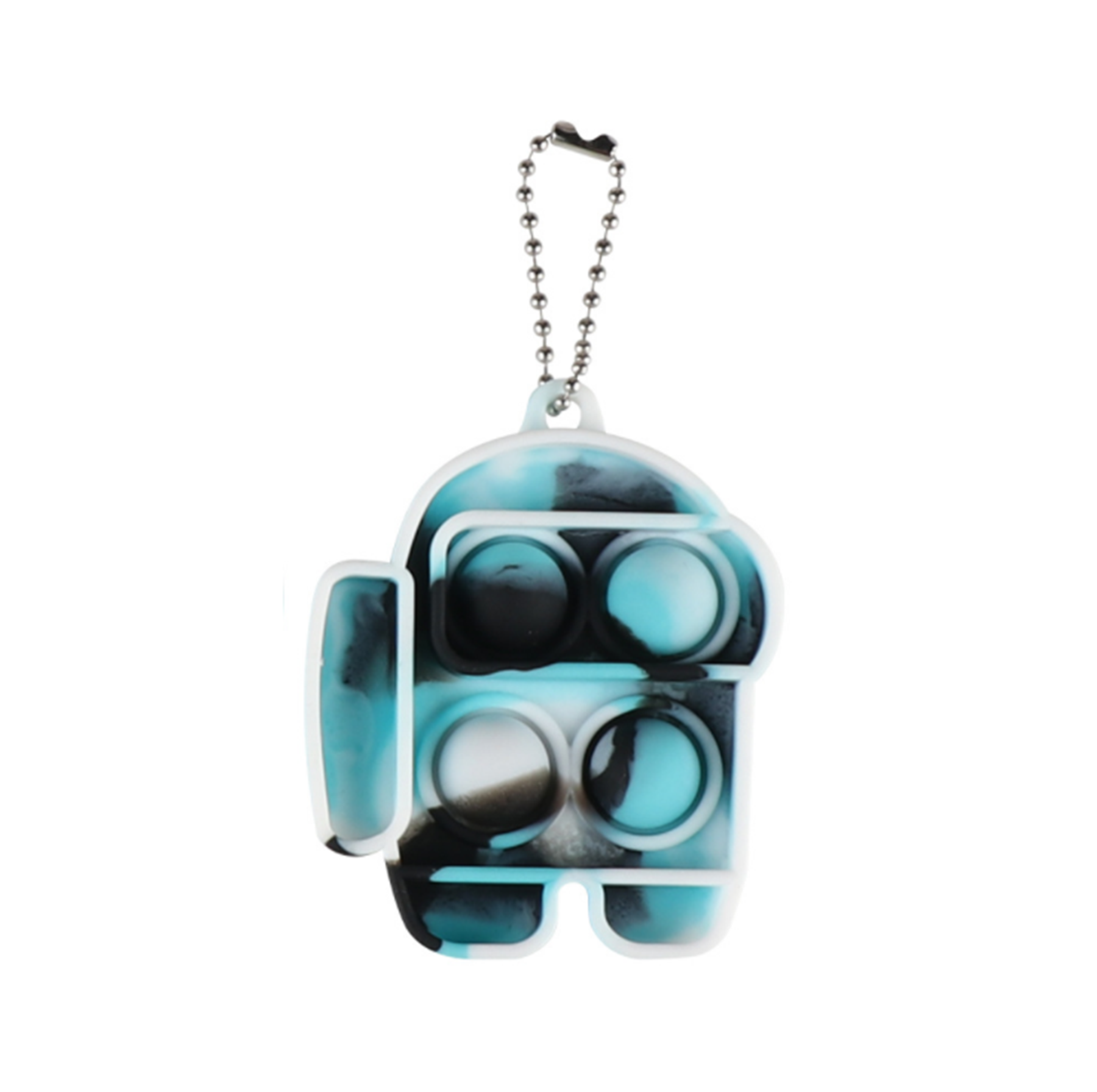Spaceman Shape Push Pop Bubble Fidget Toy Keychain 1