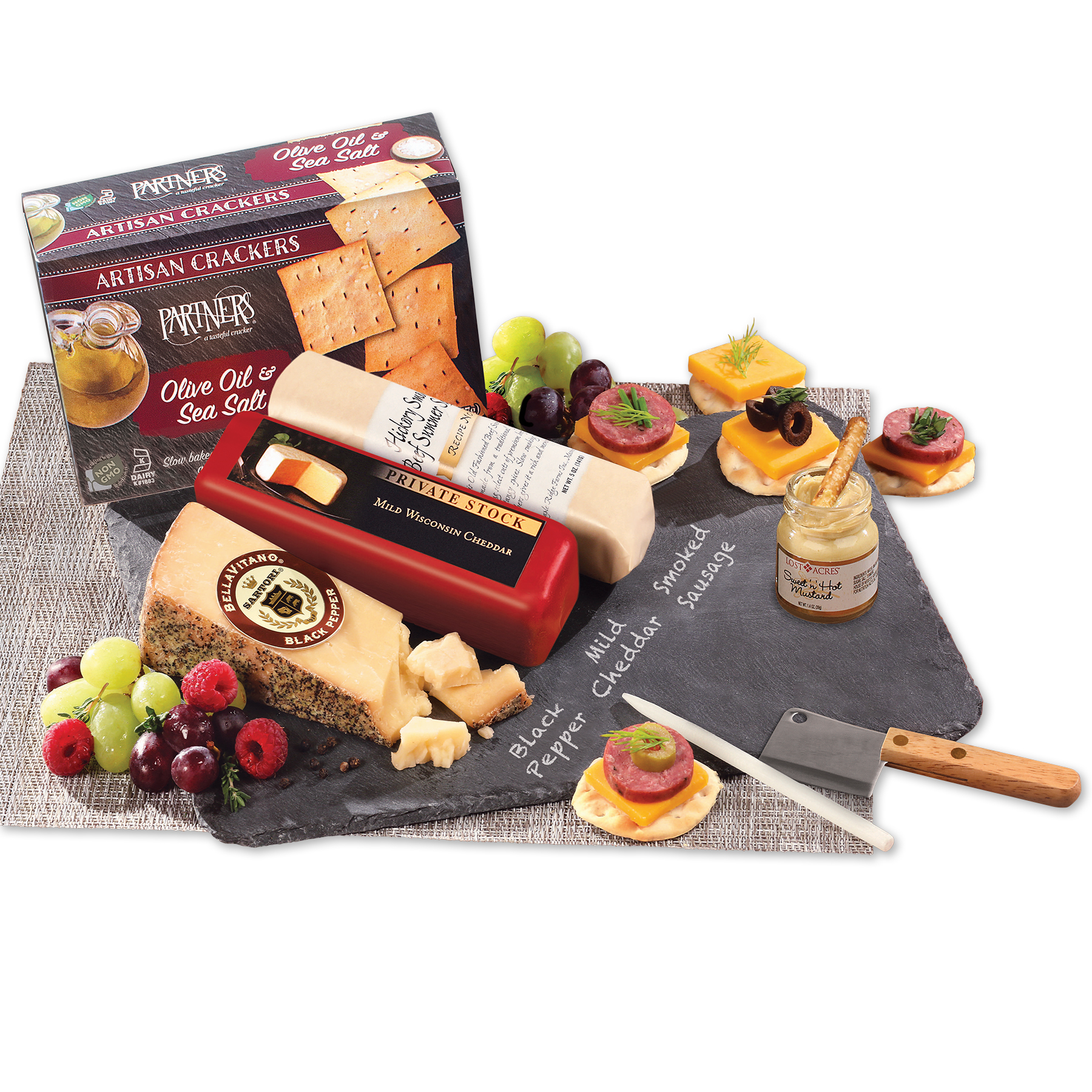 Genuine Slate Serving Plate with Wisconsin Cheese & Sausage 2
