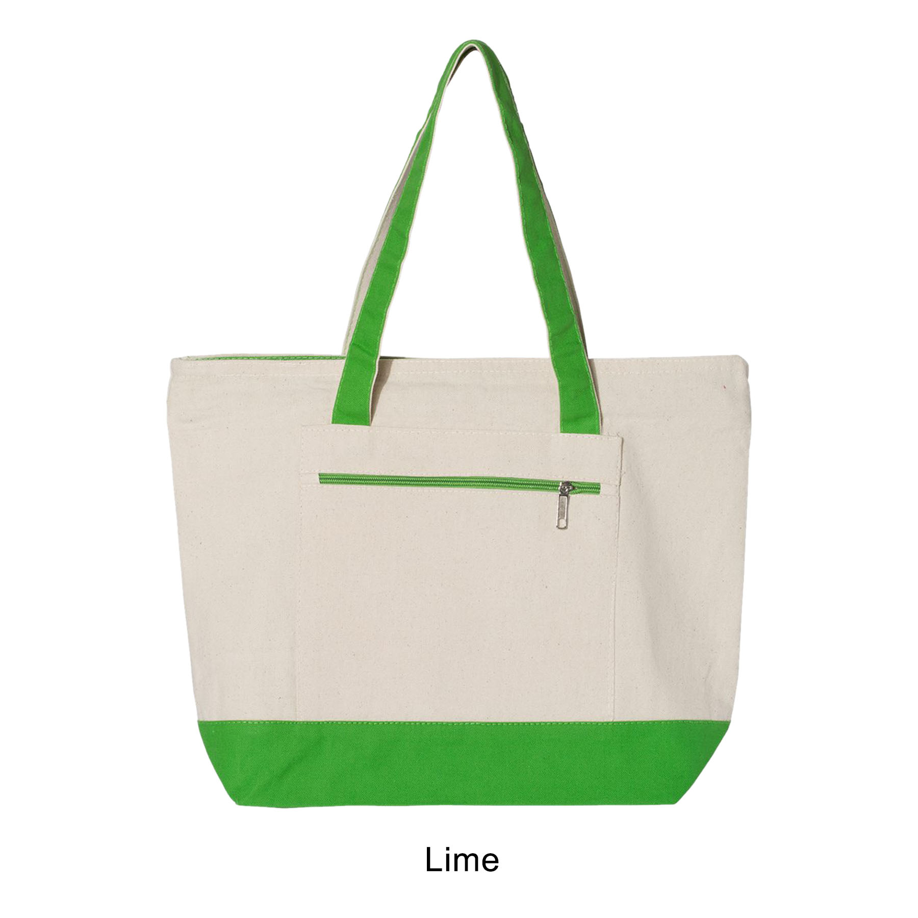 12 oz. Heavy Cotton Canvas Two Tone Zippered Tote Bag-Low MOQ 30 & 9 Colors 7