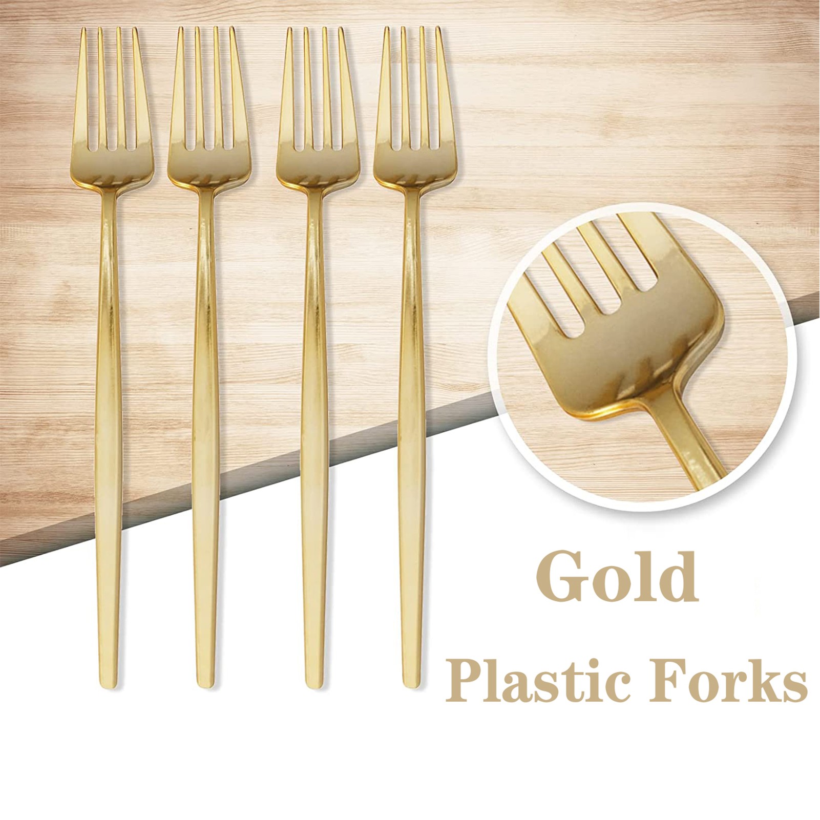 Plastic Gold Fork 3