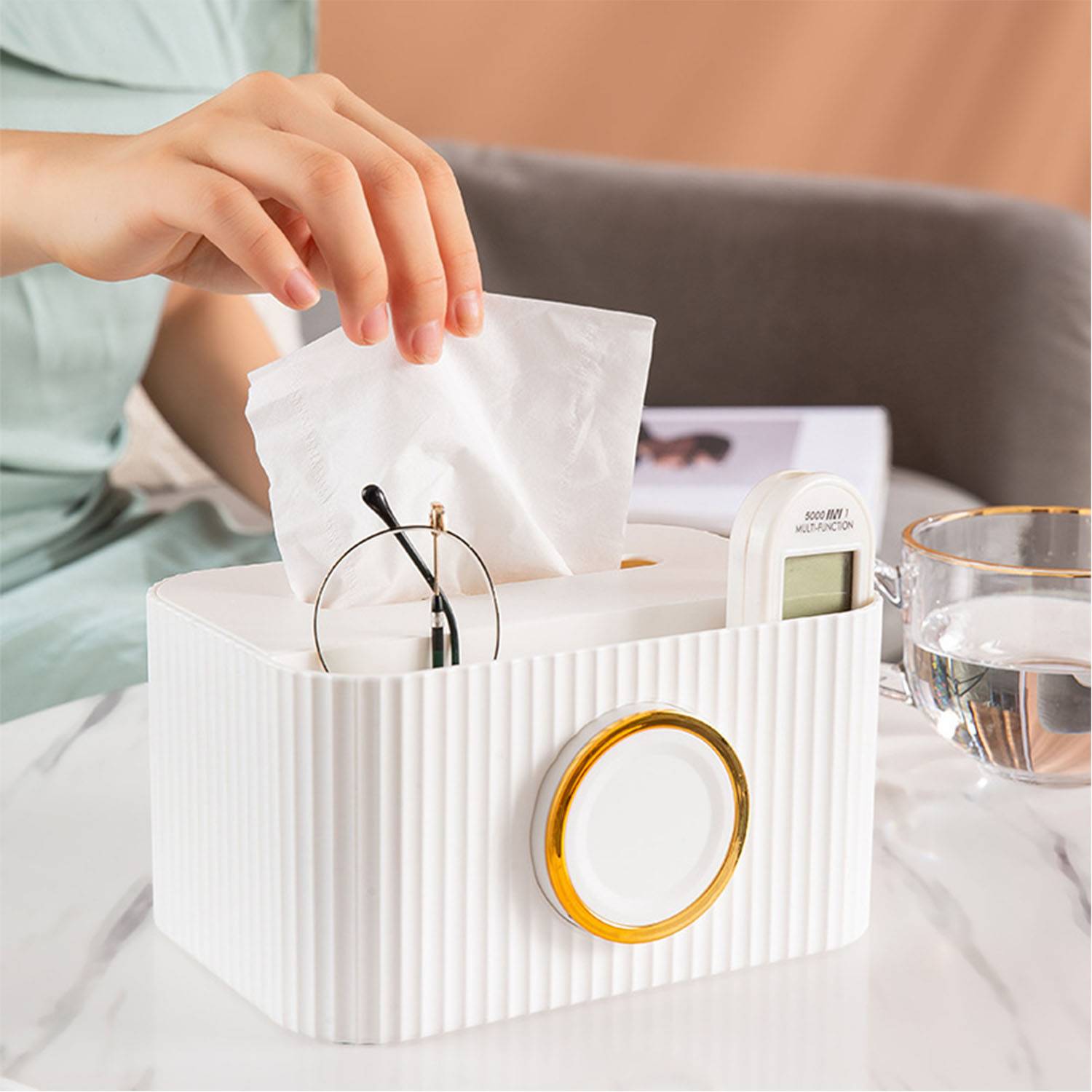 Multifunctional tissue box with mobile phone holder 5