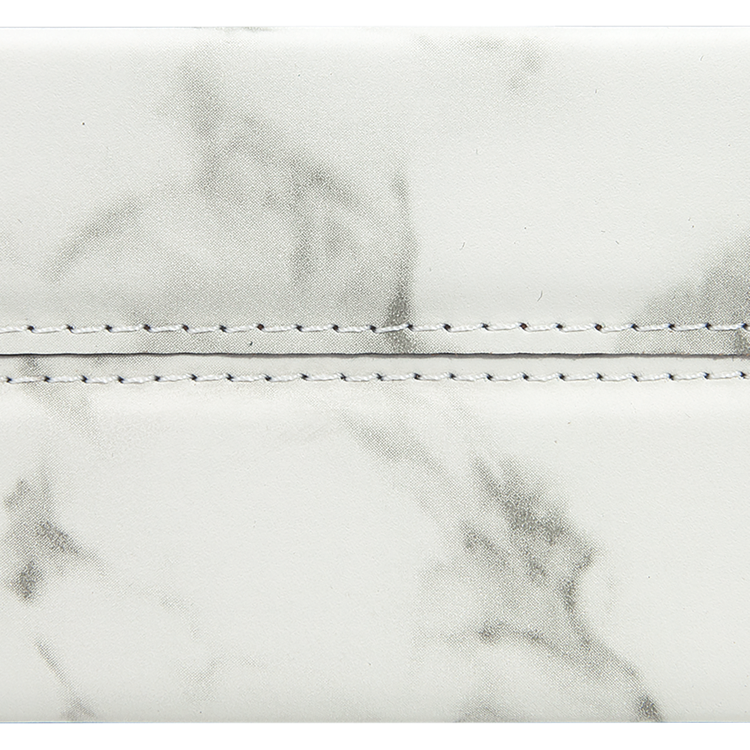 3 3/4" x 2 3/4" White Marble Leatherette Hard Business Card Holder 2