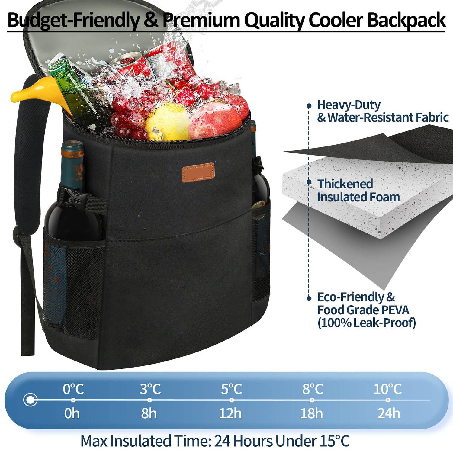 17L Large Insulated Cooler Backpack for Outdoor Camping 11
