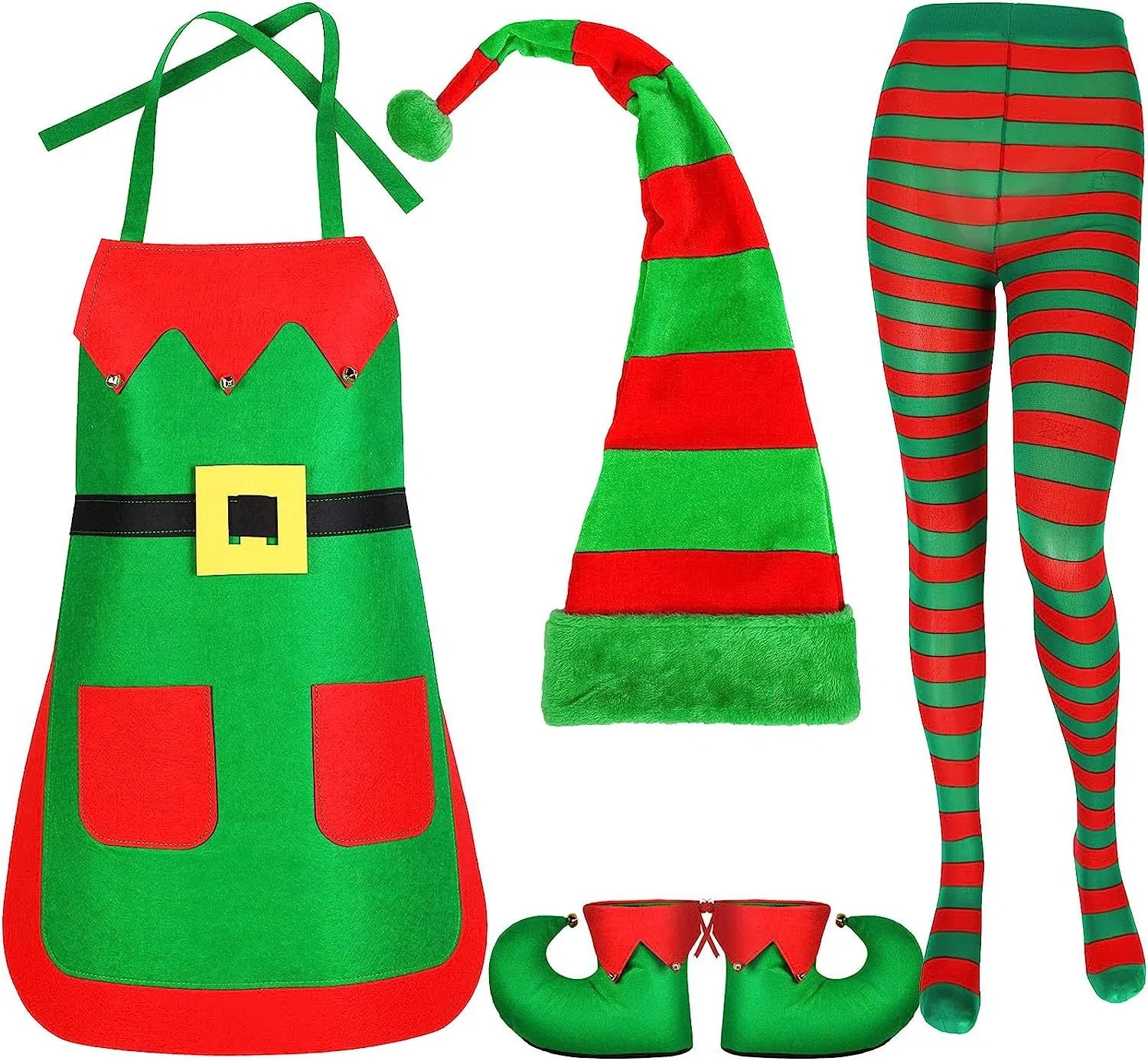 Elf Hat Shoes Covers Socks Felt Set Adults Christmas 3
