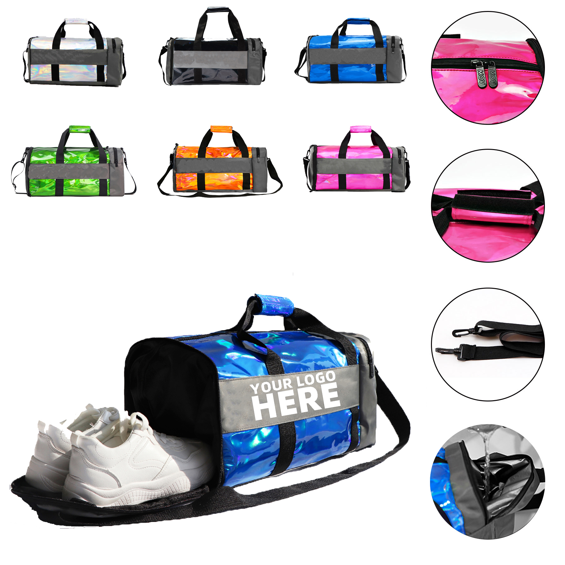 Laser PU Leather Duffel Gym Bag 2