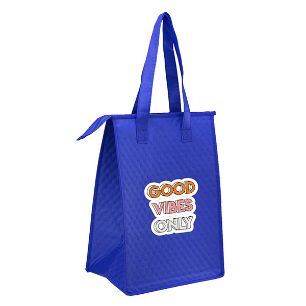 Non-Woven Polypropylene Lunch Tote w/ Zipper - 9"W x 13"H x 3