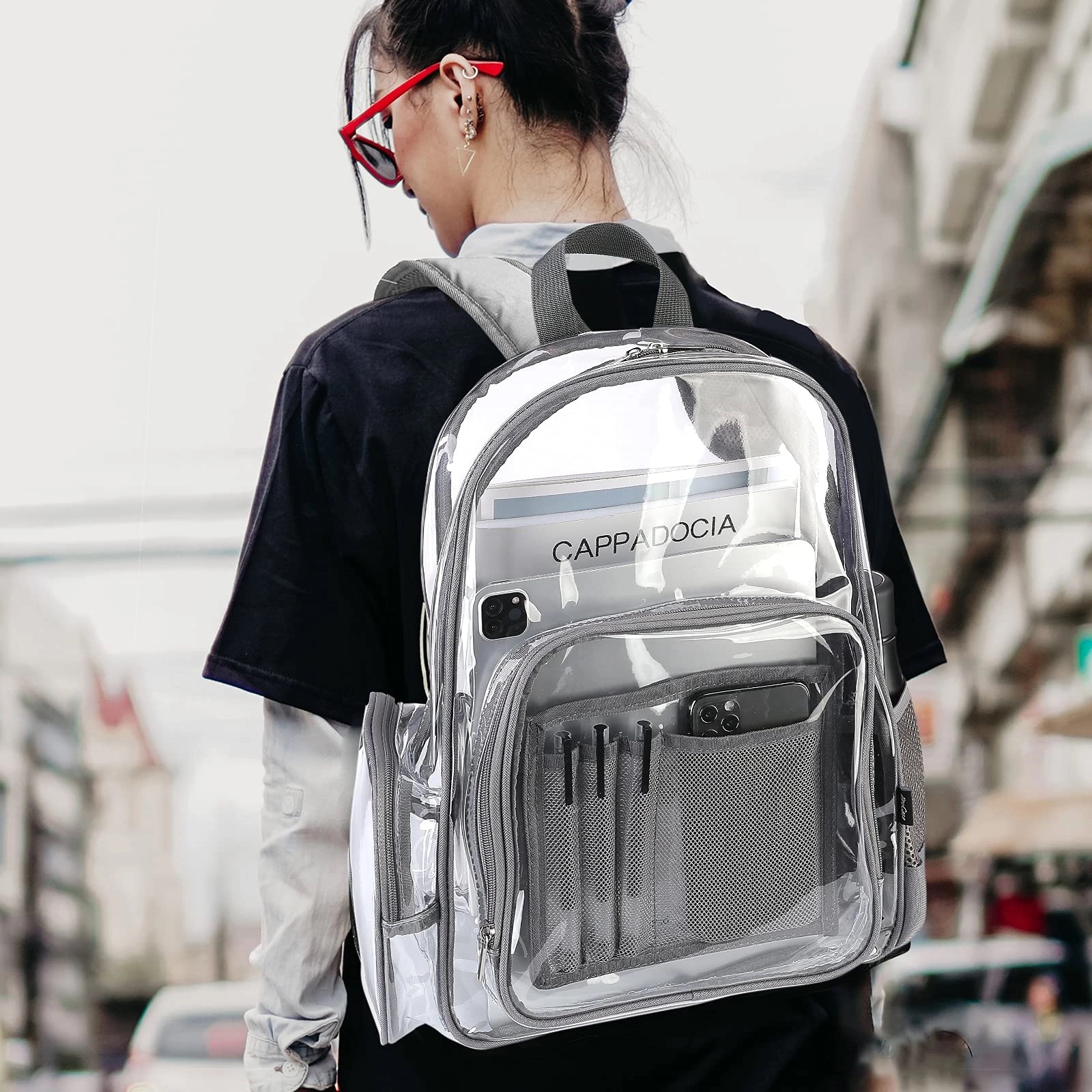 See Through Backpacks Transparent Clear Heavy-Duty Bookbag 8