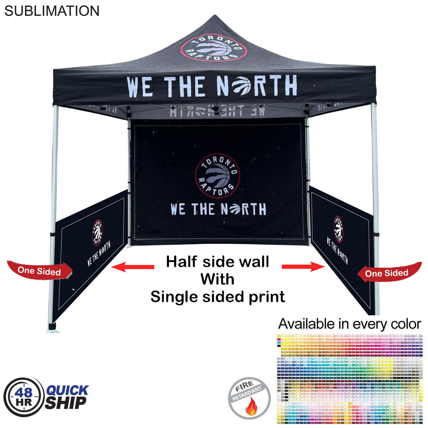 48 Hr Quick Ship - Half Side Wall for 10x10 Tent Kit, Sublimated, Single Sided Print 4