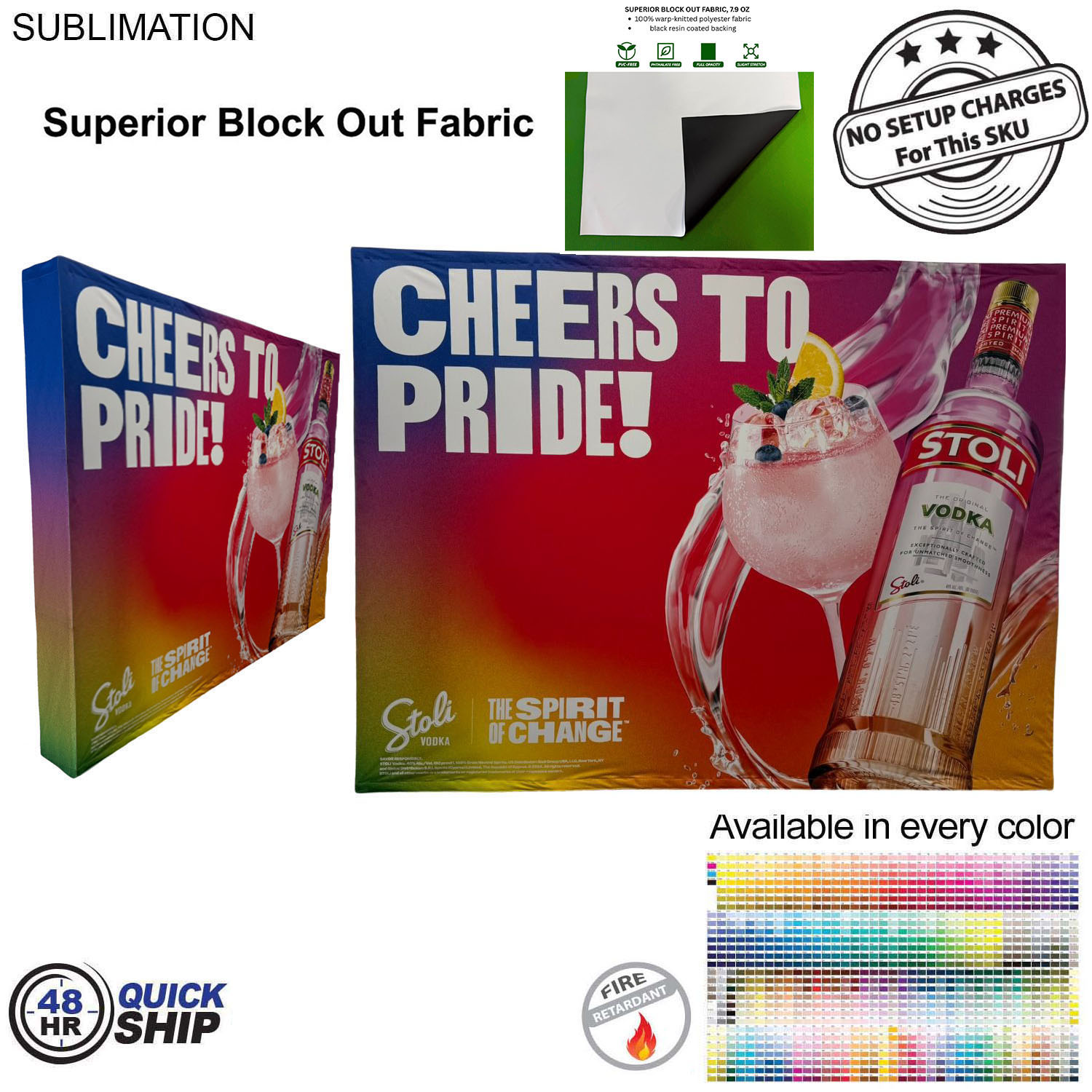 48 Hr Quick Ship - 10' Straight Wall Tension Fabric Pop-up Display with Wrap Ends, Block Out fabric 1