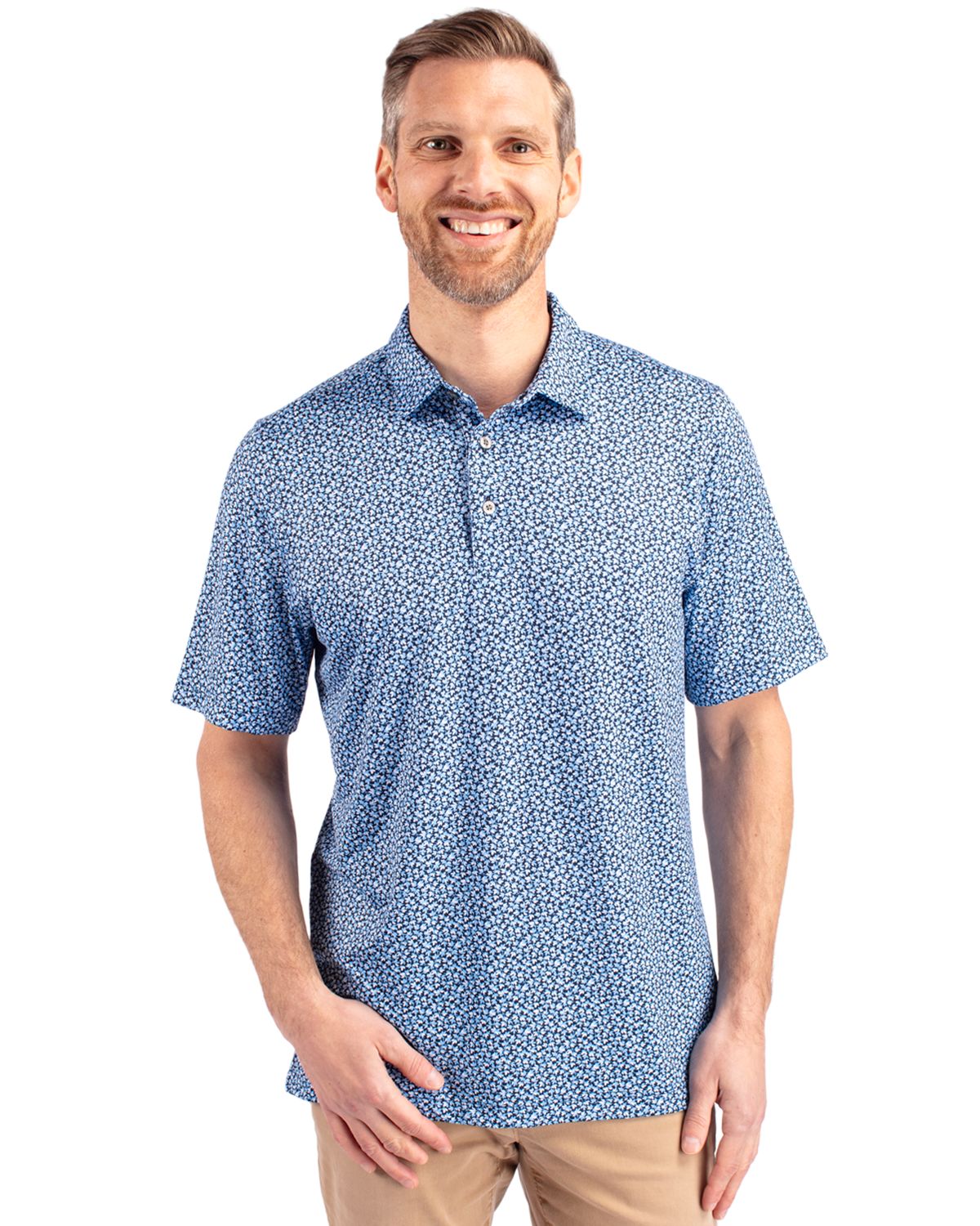 Pike Magnolia Print Stretch Mens Polo