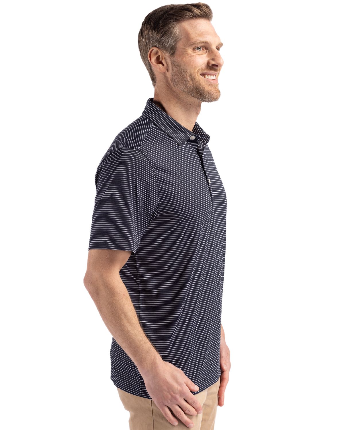 Cutter & Buck Forge Recycled Fine Line Stripe Four-Way Stretch Mens Polo 44