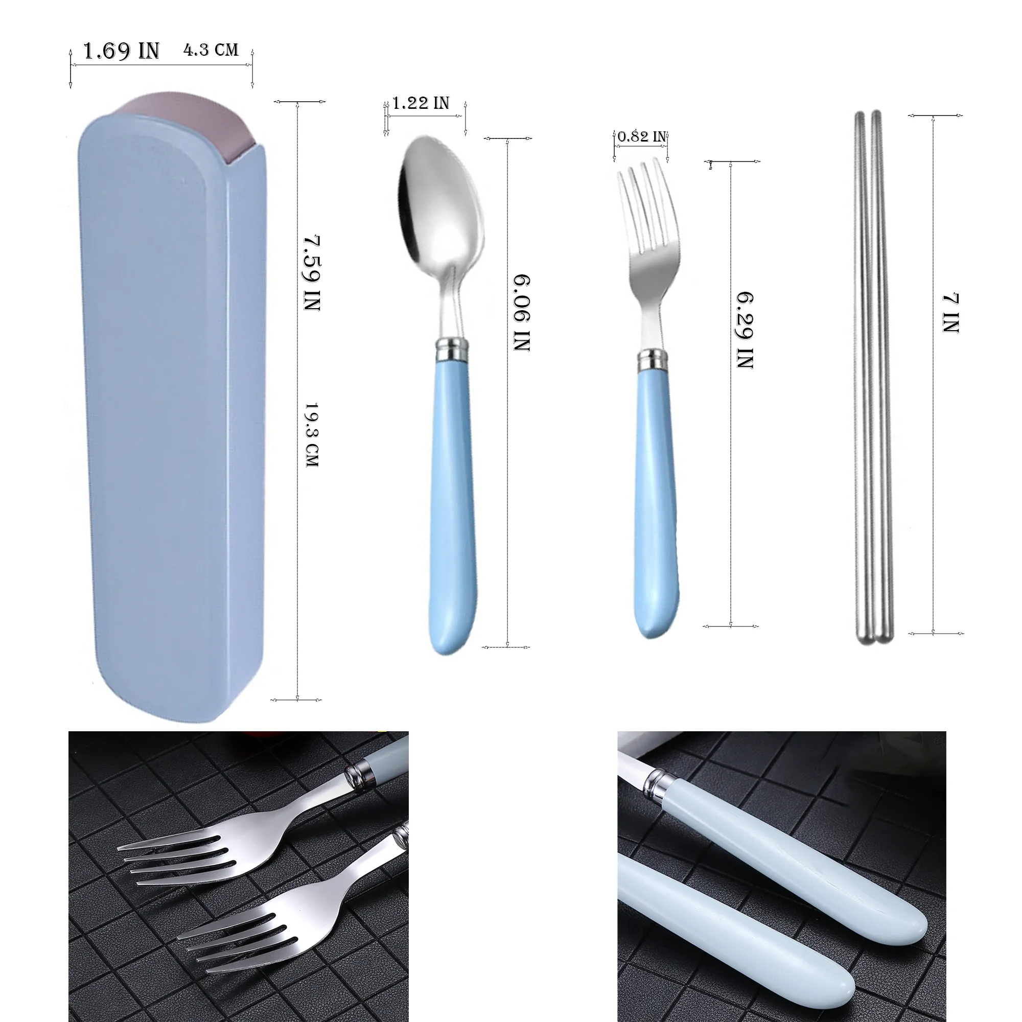 Stainless Steel Portable Cutlery Set (Fork, Spoon, Chopstick 2