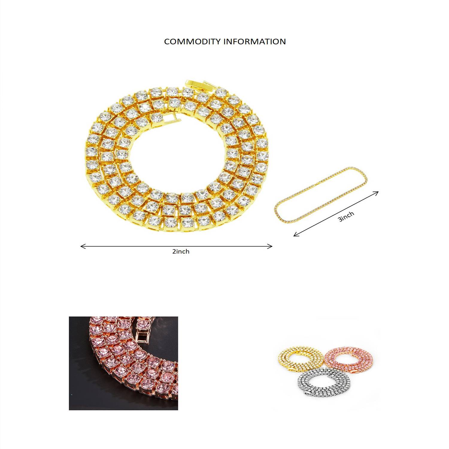 Alloy Rhinestones Row Tennis Chain 4