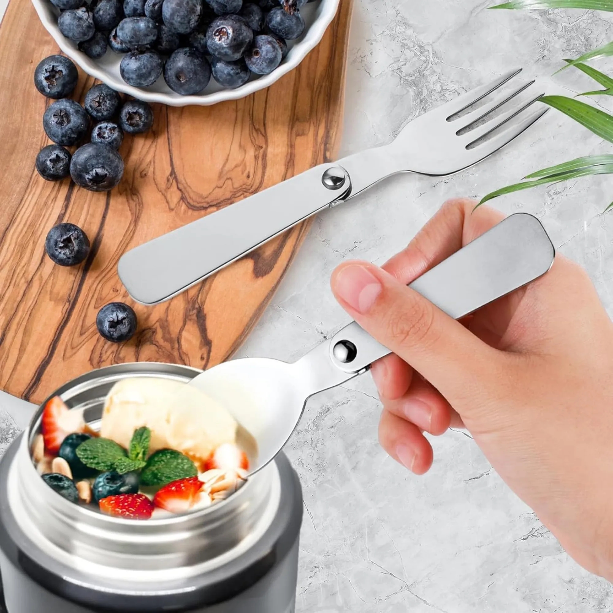 Foldable Stainless Steel Camping Utensils Set 3