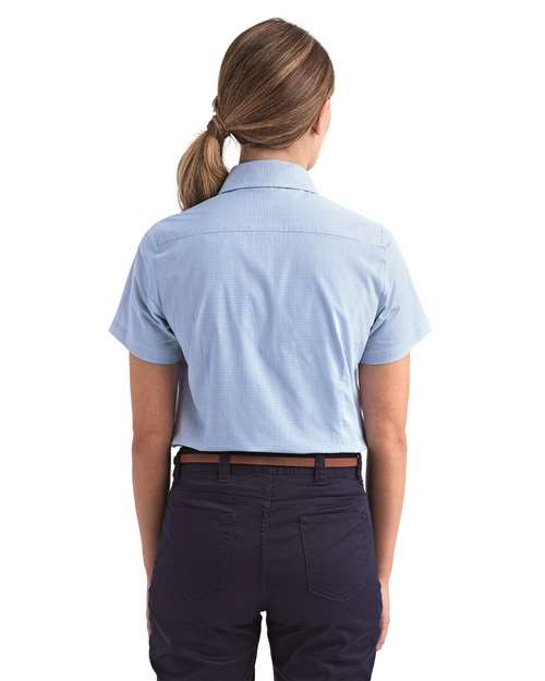 Women's Microcheck Gingham Short Sleeve Cotton Dress Shirt - RP321 15