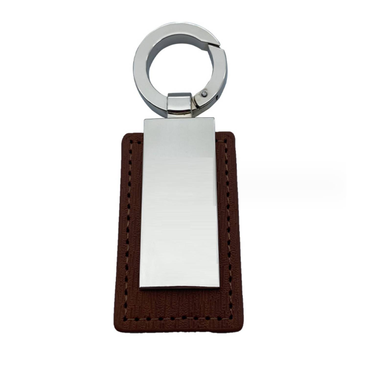 Metal PU Leather Rectangular Keychain 1