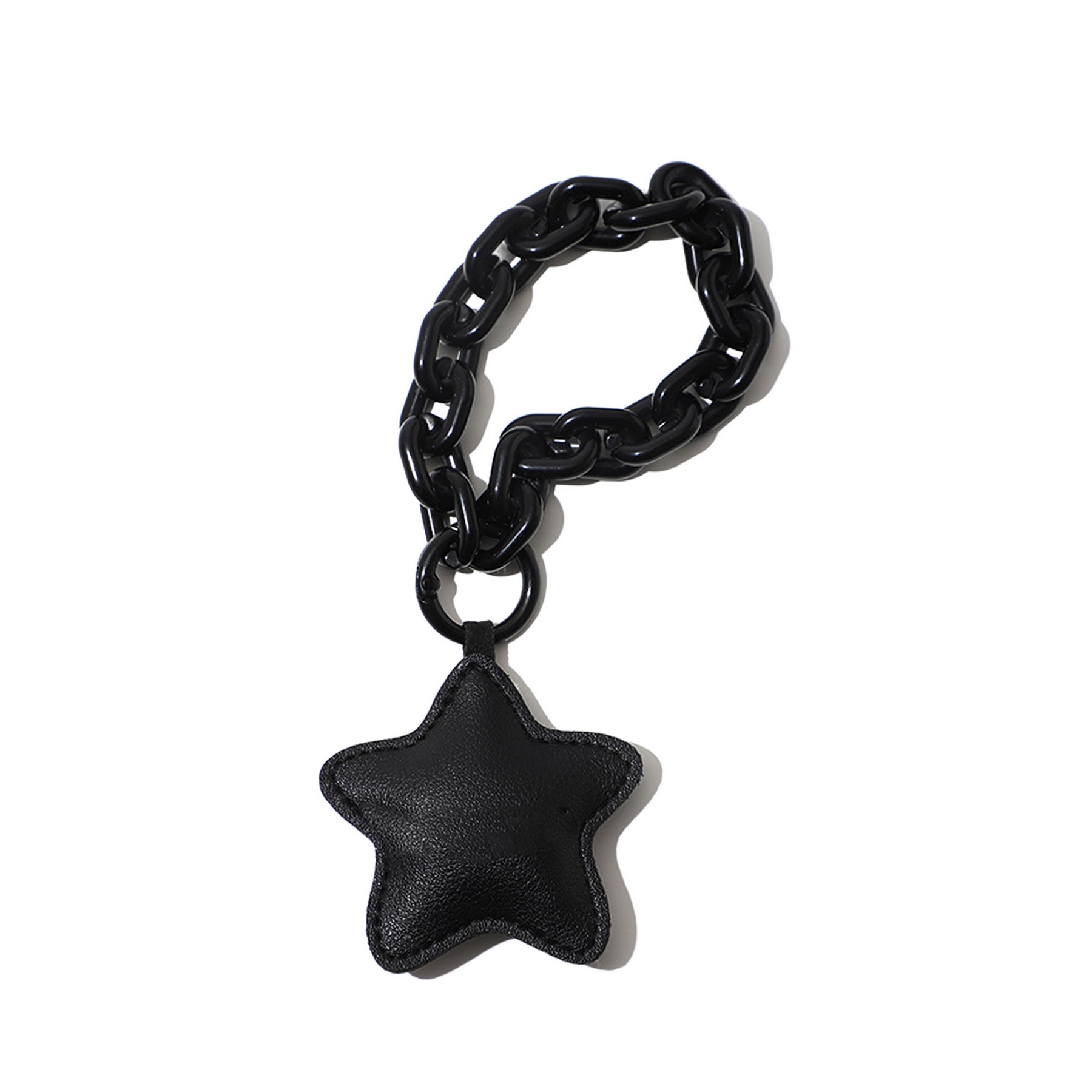Black Chain Leather Keychain 6