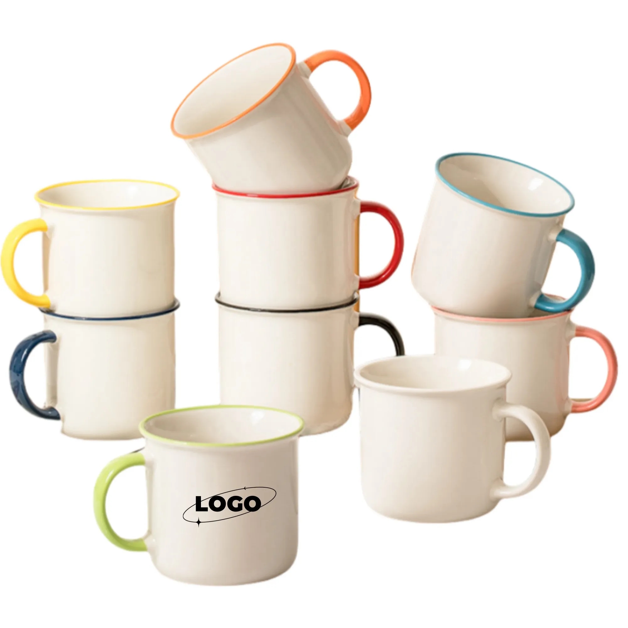 Color Rim Ceramic Tea Coffee Mug 2