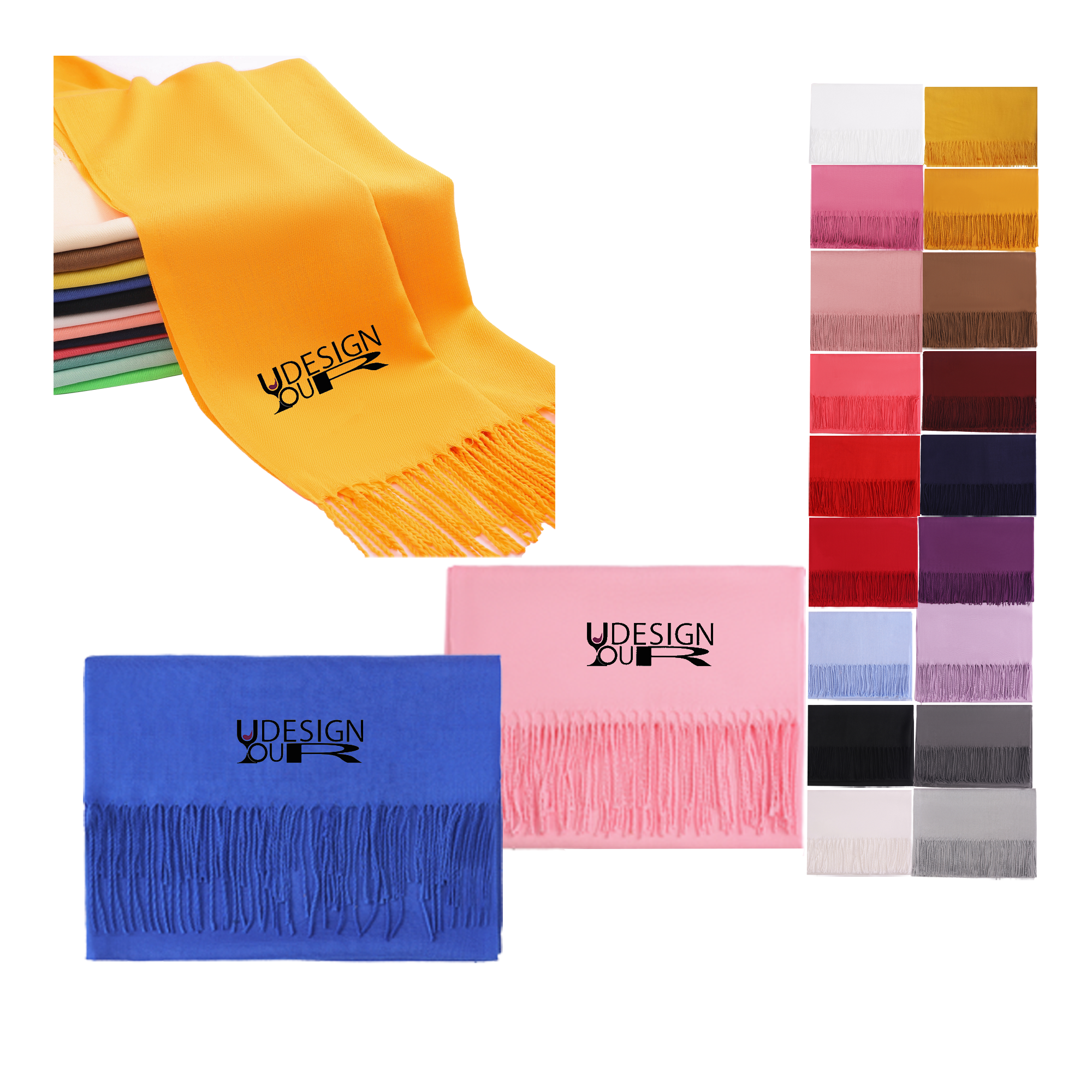 Faux Cashmere Pashmina Woven Scarf With Fringes 2
