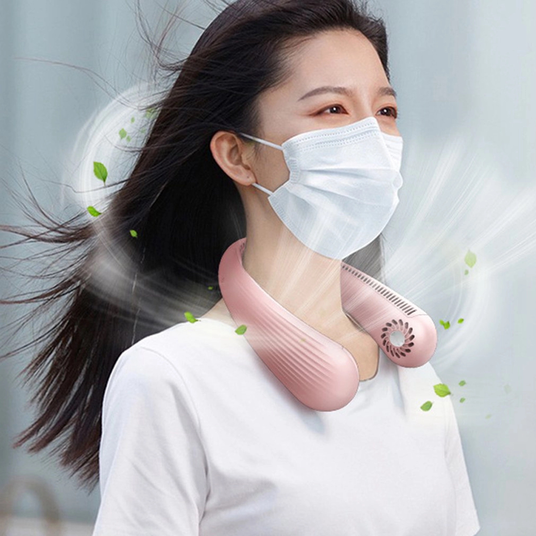 1800 mAh USB Leafless 360 Degree Neckband Fan 2