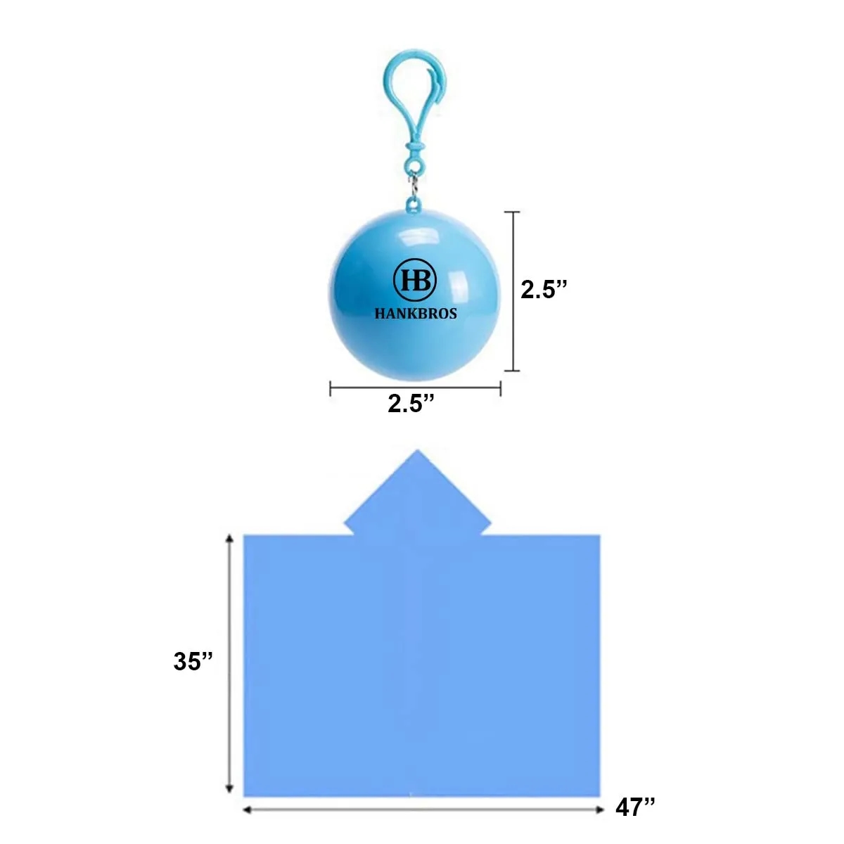 Disposable Poncho Ball With Keychain 3