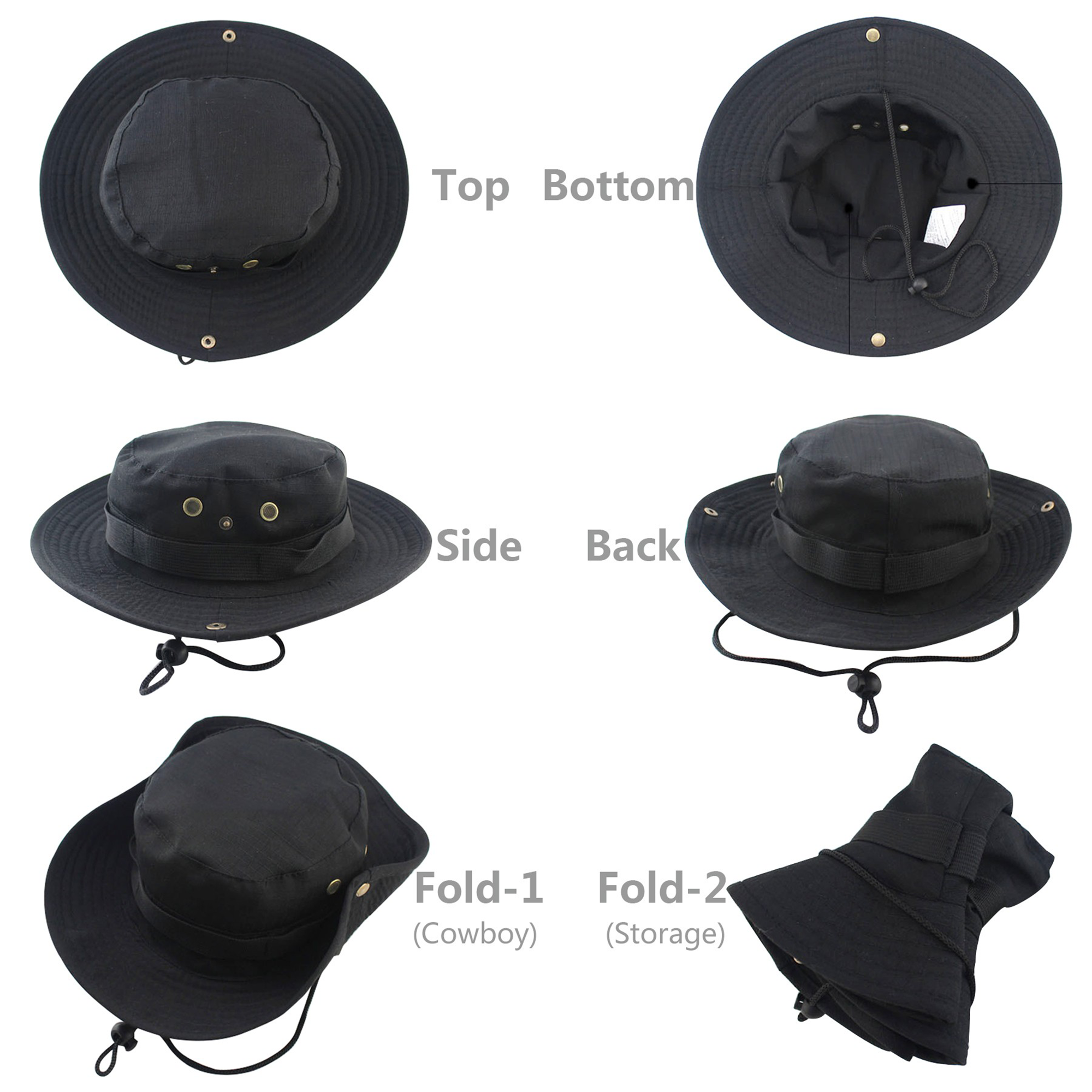 Cowboy Webbing Fisherman Sun Bucket Hats Hiking Outdoor 5