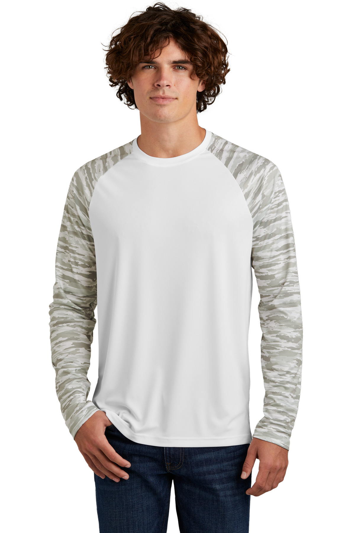 Sport-Tek Drift Camo Colorblock Long Sleeve Tee ST376LS 30