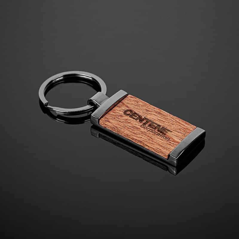 Grafton Gunmetal Wood Rectangular Key Chain 4