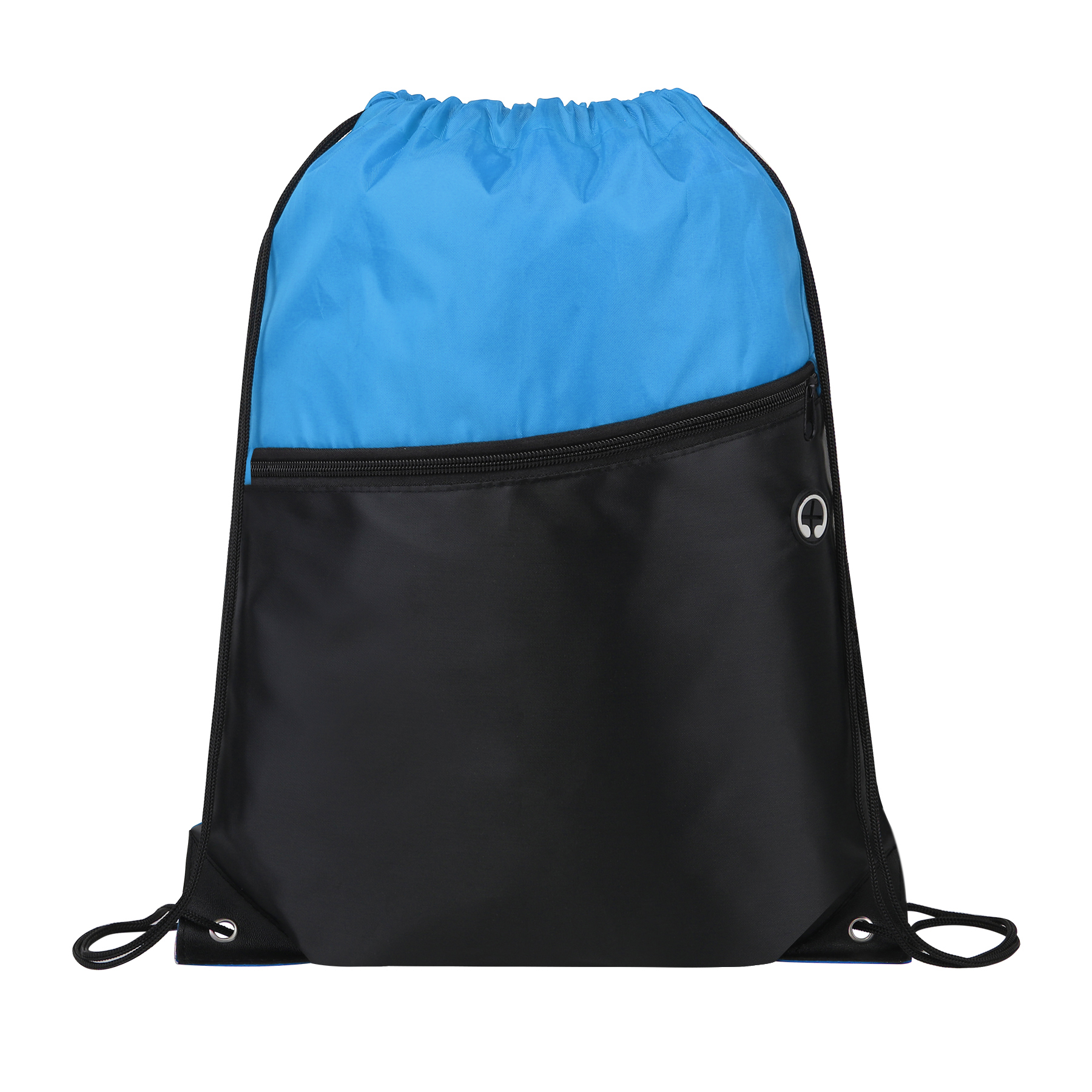 Two-Tone Drawstring Backpack With Front Zipper 14