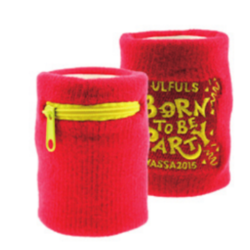 Sports Wristband w/ Zipped Pocket and Custom Embroidery