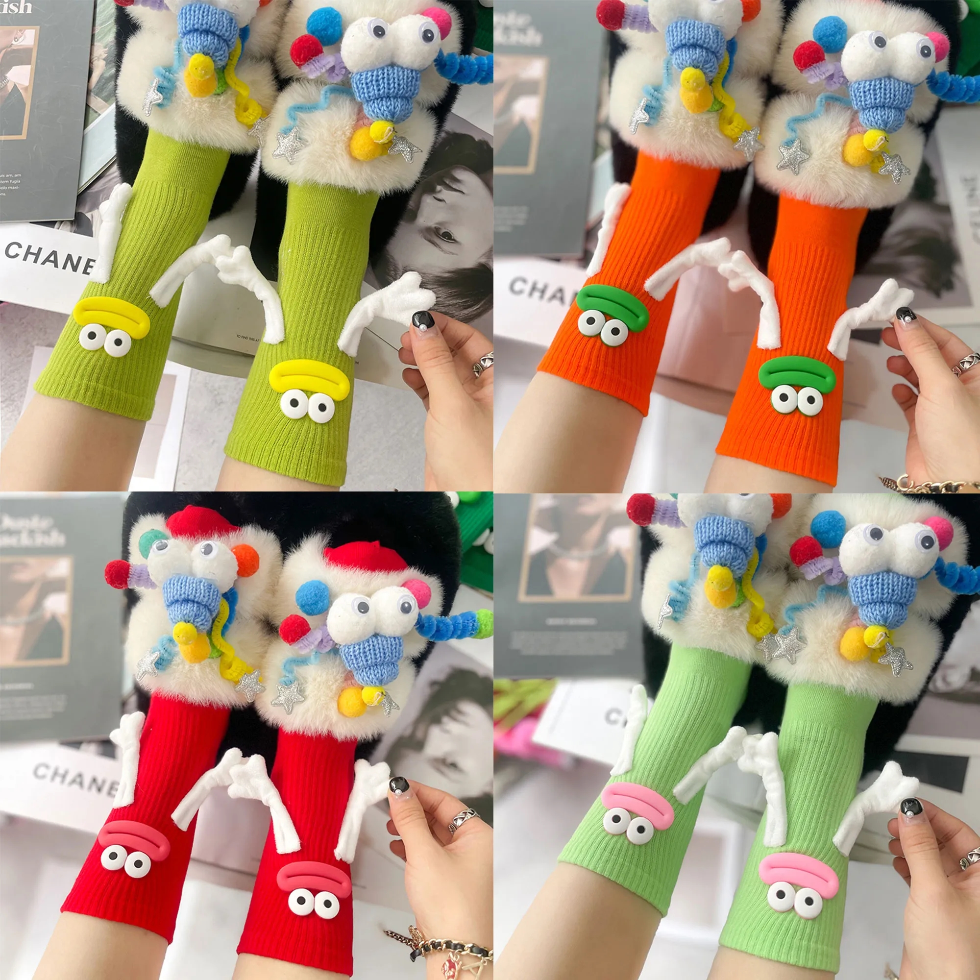 Trendy Cute Candy Ugly Big Mouth Magnetic Mid Calf Socks 4