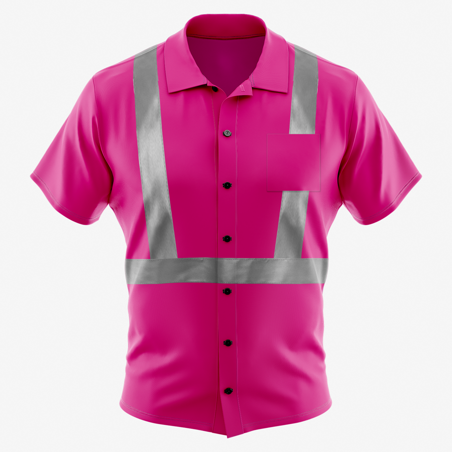 Sublimation Full-Button Poly Shirt w/ Reflective Tape - Men, Women, Kids 7