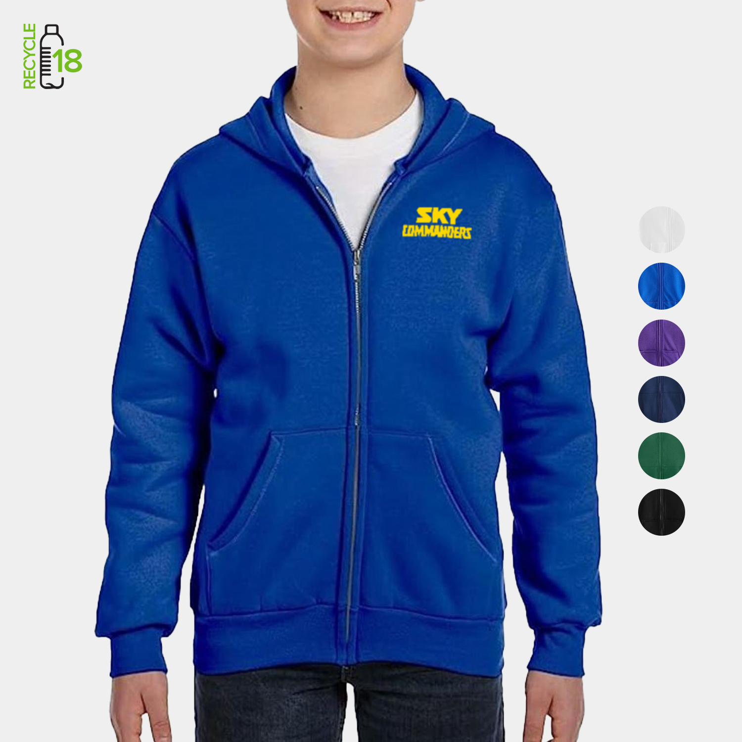 REPREVE® - Youth Recycled Full Zip Hooded Sweatshirt w/ Wrinkle Free, custom youth shirt with logo imprint 2