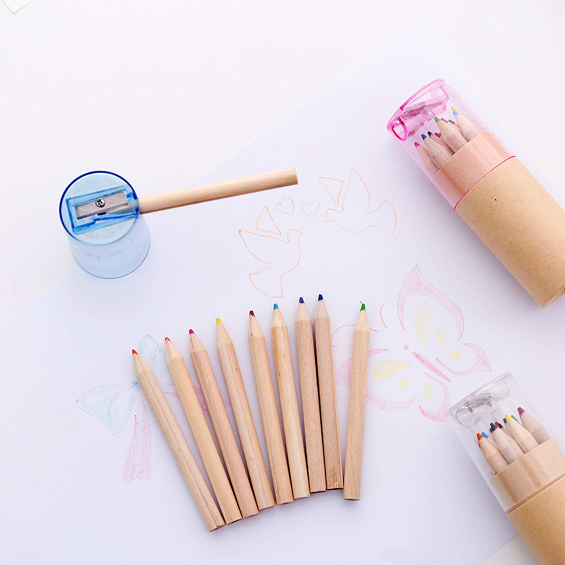 12 Piece Colored Pencils Tube With Pencil Sharpener 3