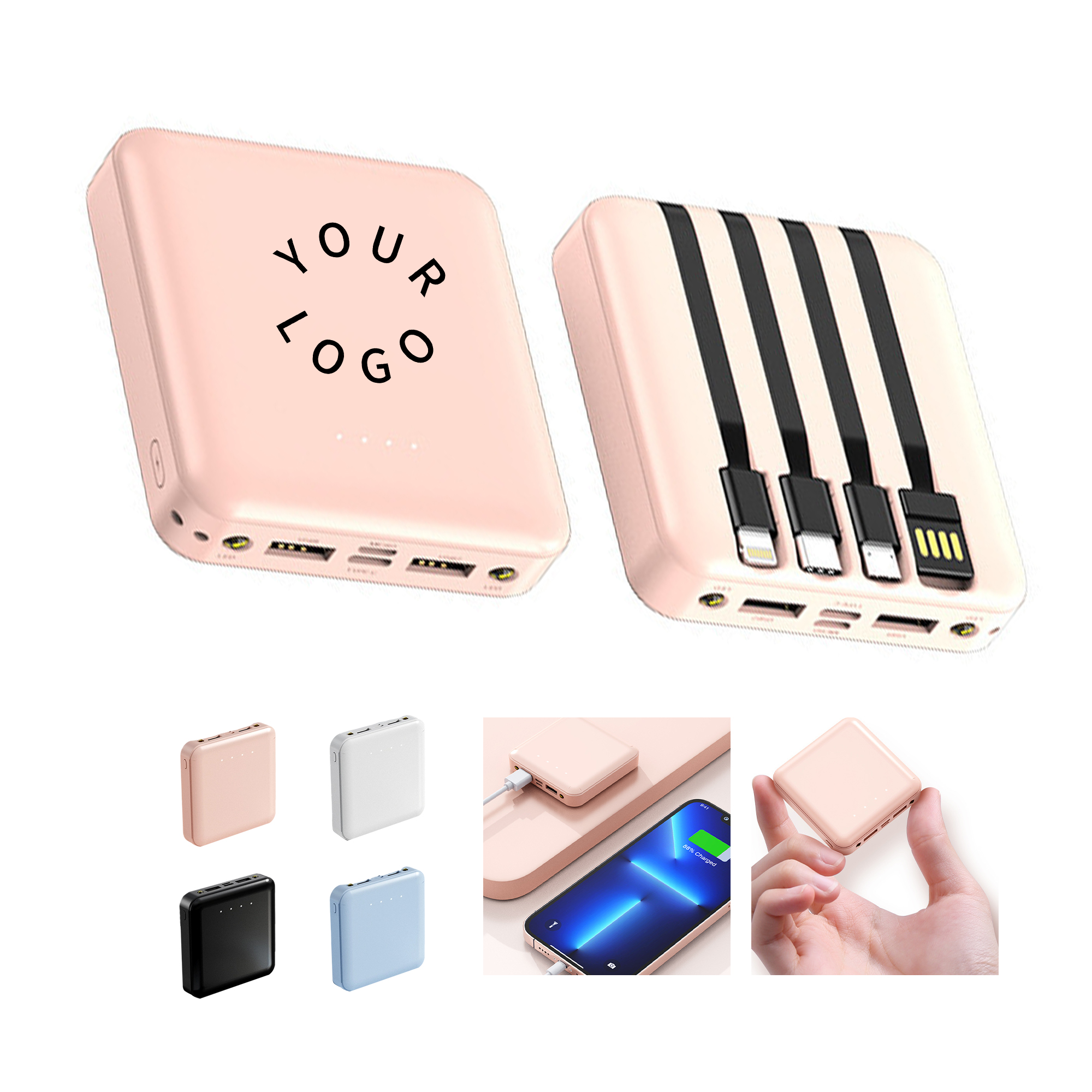 5000mAh Portable Power Bank with Built-in Charging Cables 4