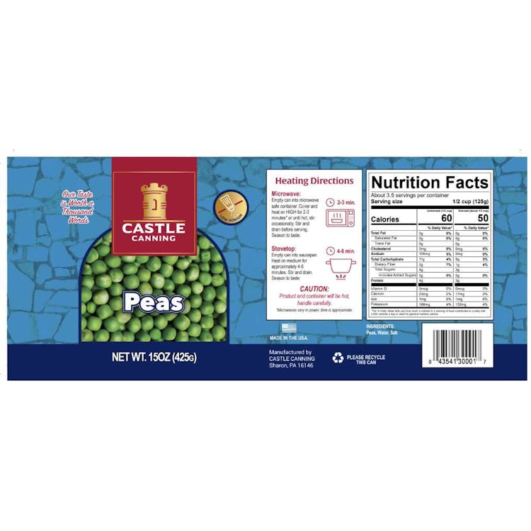 Canned Peas Low Sodium - Full Pallet 2
