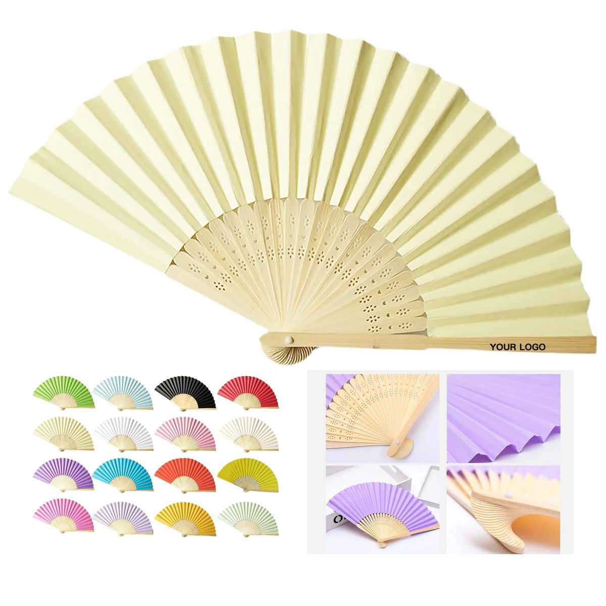 Custom Bamboo Paper Folding Fan for Events 28