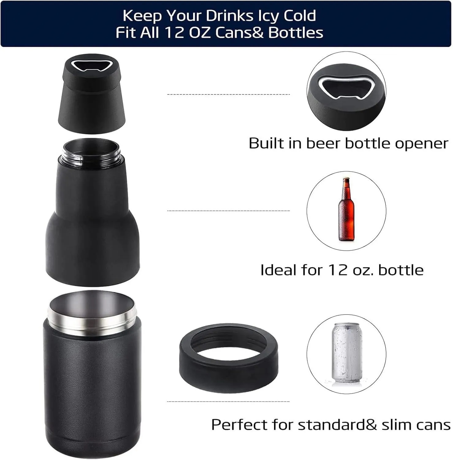 Beer Bottle and Can Cooler with Beer Opener 5