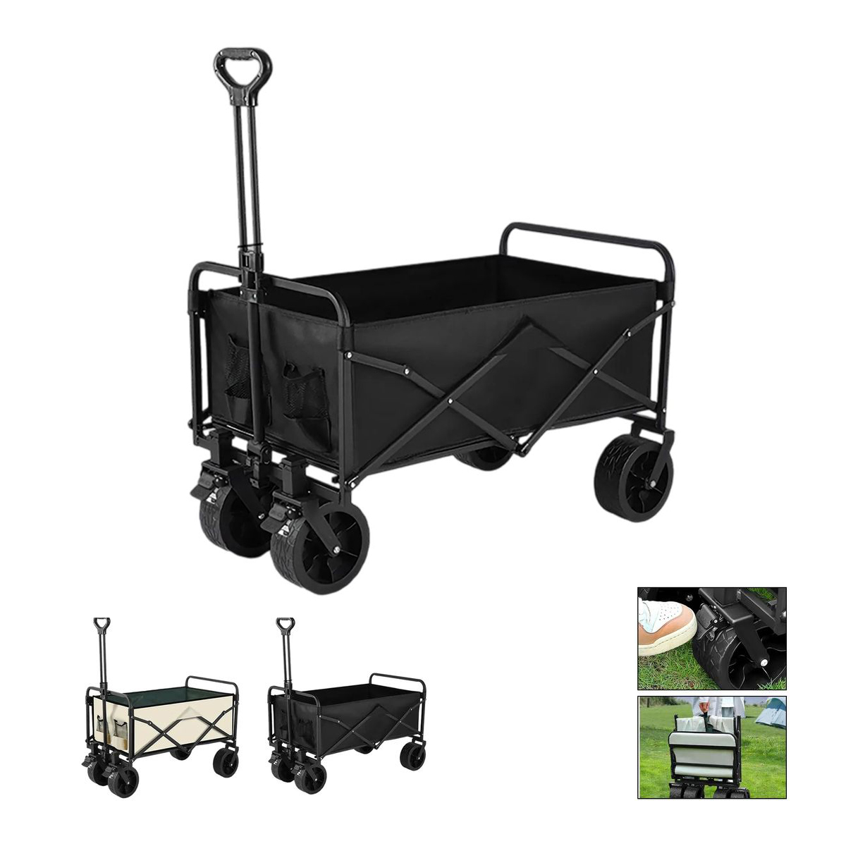 Camping Wagon with Wide Wheels and Foldable Frame 2