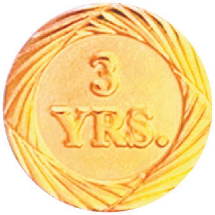 Bright Gold 3 Year Service Lapel Pin
